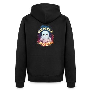 Sweet Little Ghost - Unisex Premium Organic Zip Hoodie - black - Back - Nico (187cm)