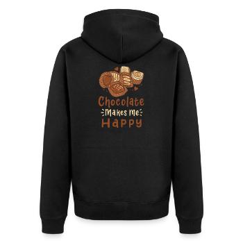 Schokolade Pralinen - Unisex Premium Bio Zip Hoodie - Schwarz - Hinten - Nico (187cm)