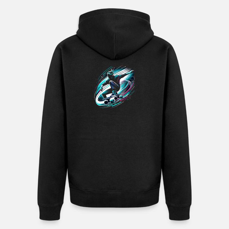 Longboarder sur skateboard ou longboard - Veste à capuche bio Premium Unisexe - noir