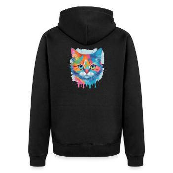 Niedliche Katze - Unisex Premium Bio Zip Hoodie - Schwarz - Hinten - Nico (187cm)