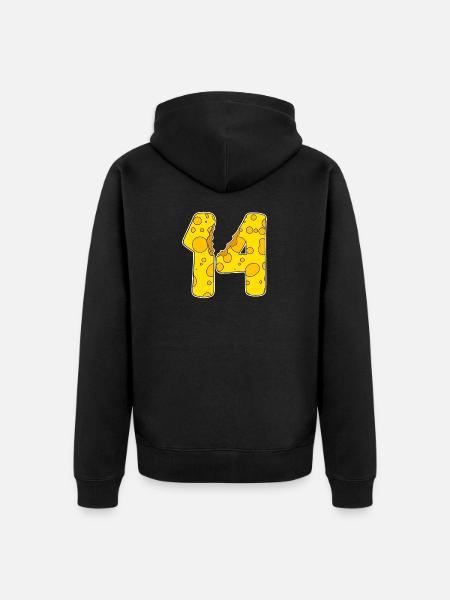 14 Years of Funny Cheese - Unisex Premium Organic Zip Hoodie - black