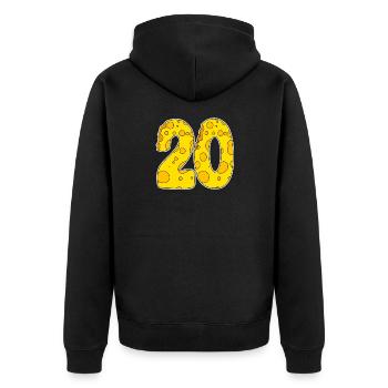 20 Years of Lustig Cheese - Unisex Premium Organic Zip Hoodie - black - Back - Nico (187cm)