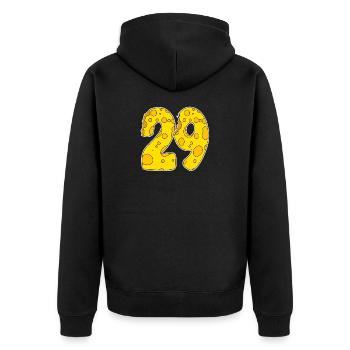 29 Jahre Lustig Käse - Unisex Premium Bio Zip Hoodie - Schwarz - Hinten - Nico (187cm)
