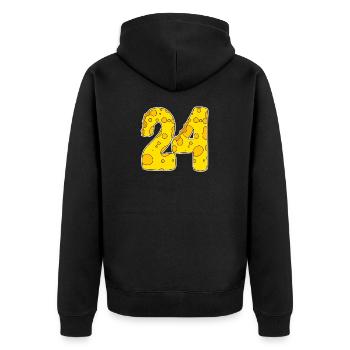 24 Jahre Lustig Käse - Unisex Premium Bio Zip Hoodie - Schwarz - Hinten - Nico (187cm)