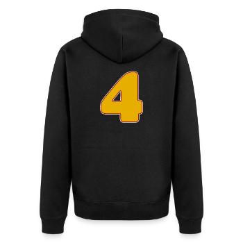 4 - Vier - Unisex Premium Bio Zip Hoodie - Schwarz - Hinten - Nico (187cm)