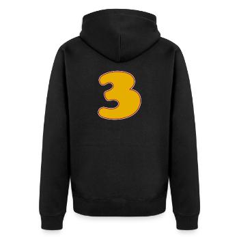 3 - Drei - Unisex Premium Bio Zip Hoodie - Schwarz - Hinten - Nico (187cm)