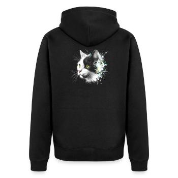 Cool cat head with colorful paint splashes - Unisex Premium Organic Zip Hoodie - black - Back - Nico (187cm)