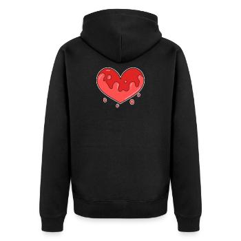Herz Einsam - Unisex Premium Bio Zip Hoodie - Schwarz - Hinten - Nico (187cm)