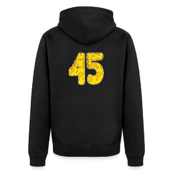 45 Jahre Lustig Käse - Unisex Premium Bio Zip Hoodie - Schwarz - Hinten - Nico (187cm)