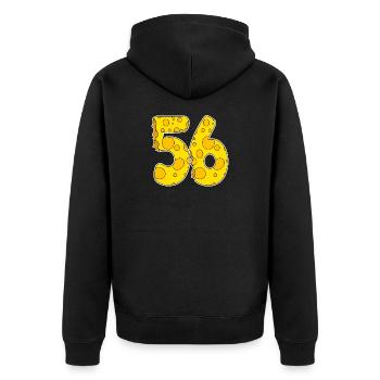 56 Jahre Lustig Käse - Unisex Premium Bio Zip Hoodie - Schwarz - Hinten - Nico (187cm)