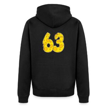 63 ans de Lustig Käse - Veste à capuche bio Premium Unisexe - noir - Dos - Nico (187cm)