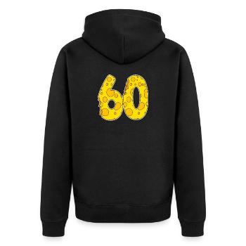 60 ans de fromage Lustig - Veste à capuche bio Premium Unisexe - noir - Dos - Nico (187cm)
