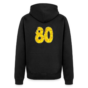 80 ans de fromage Lustig - Veste à capuche bio Premium Unisexe - noir - Dos - Nico (187cm)