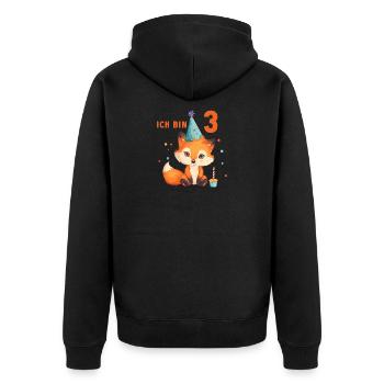 Fuchs 3 Geburtstag Füchse 3 Jahre Kinder - Unisex Premium Bio Zip Hoodie - Schwarz - Hinten - Nico (187cm)
