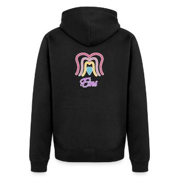 1. Geburtstag Regenbogen Baby Motiv - Unisex Premium Bio Zip Hoodie - Schwarz - Hinten - Nico (187cm)