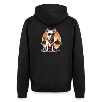 Steampunk Hund - Unisex Premium Bio Zip Hoodie - Schwarz - Hinten - Nico (187cm)