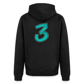 3 - Three - Third - Unisex Premium Organic Zip Hoodie - black - Back - Nico (187cm)