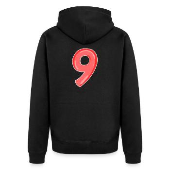 Nine - 9 - Unisex Premium Organic Zip Hoodie - black - Back - Nico (187cm)