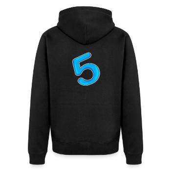 Number 5 Blue - Unisex Premium Organic Zip Hoodie - black - Back - Nico (187cm)