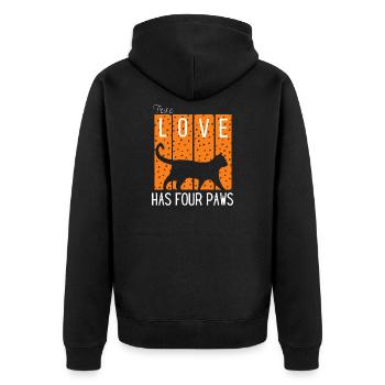 Love Has Four Paws Katzen-Silhouette - Unisex Premium Bio Zip Hoodie - Schwarz - Hinten - Nico (187cm)