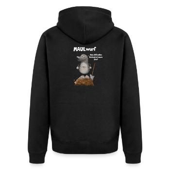 Schlechte Laune Nö Maulwurf Wortspiel - Unisex Premium Bio Zip Hoodie - Schwarz - Hinten - Nico (187cm)