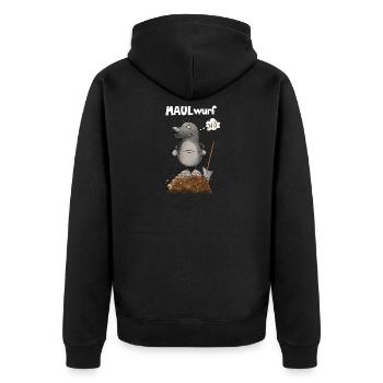 Schlechte Laune Nö Maulwurf Wortspiel - Unisex Premium Bio Zip Hoodie - Schwarz - Hinten - Nico (187cm)