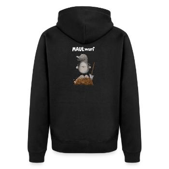 Maulender Nö Maulwurf Wortspiel - Unisex Premium Bio Zip Hoodie - Schwarz - Hinten - Nico (187cm)