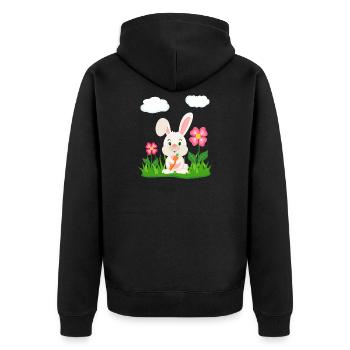 Lapin mignon avec lapin de carotte lapin lapin lapin de Pâques - Veste à capuche bio Premium Unisexe - noir - Dos - Nico (187cm)