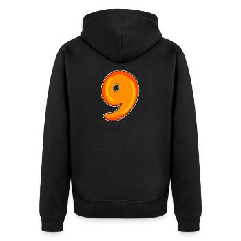 Neun - 9 Motiv - Unisex Premium Bio Zip Hoodie - Schwarz - Hinten - Nico (187cm)