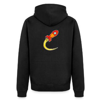 Motif de fusée - Veste à capuche bio Premium Unisexe - noir - Dos - Nico (187cm)