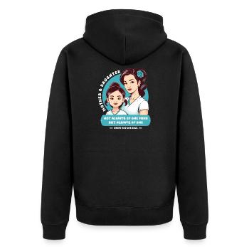 Mutter und Tochter - Unisex Premium Bio Zip Hoodie - Schwarz - Hinten - Nico (187cm)