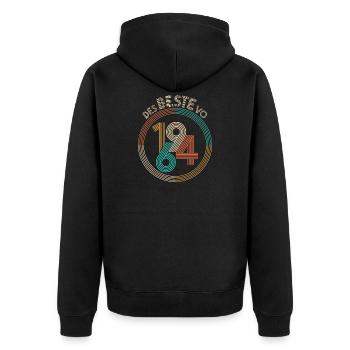 des BESTE vo 1964 - das BESTE von 1964, Geburtstag - Unisex Premium Bio Zip Hoodie - Schwarz - Hinten - Nico (187cm)