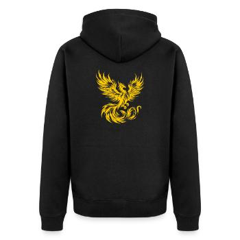 Fire Phoenix - Unisex Premium Organic Zip Hoodie - black - Back - Nico (187cm)