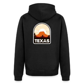 Texas Desert Sunset Crest - Unisex Premium Bio Zip Hoodie - Schwarz - Hinten - Nico (187cm)