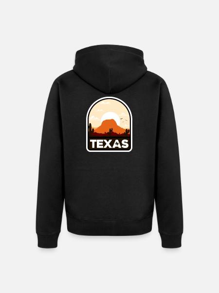 Texas Desert Sunset Crest - Unisex Premium Organic Zip Hoodie - black