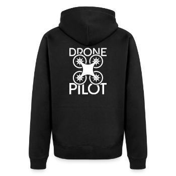 drone pilot Dronen Team Flugzeug coole Sprüche - Unisex Premium Bio Zip Hoodie - Schwarz - Hinten - Nico (187cm)
