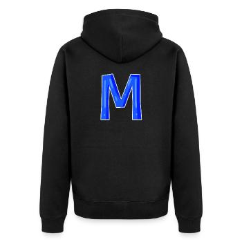 Buchstabe M - Anfangsbuchstabe M - Unisex Premium Bio Zip Hoodie - Schwarz - Hinten - Nico (187cm)
