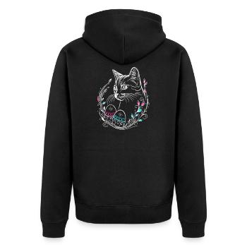 Cat Easter Easter Eggs Easter Cat - Unisex Premium Organic Zip Hoodie - black - Back - Nico (187cm)