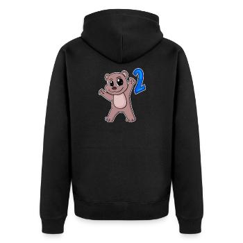 2nd Birthday Motif Bear - Two Years Old - Unisex Premium Organic Zip Hoodie - black - Back - Nico (187cm)