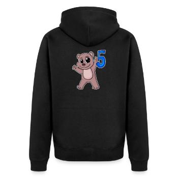 Ours à motif 5e anniversaire - Cinq ans - Veste à capuche bio Premium Unisexe - noir - Dos - Nico (187cm)