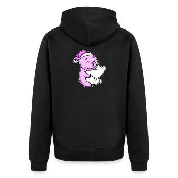 Schwein Müde Ausschlafen Schlafen Mädchen - Unisex Premium Bio Zip Hoodie - Schwarz - Hinten - Nico (187cm)