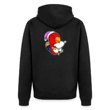 Papagei Müde Ausschlafen Schlafen Mädchen - Unisex Premium Bio Zip Hoodie - Schwarz - Hinten - Nico (187cm)