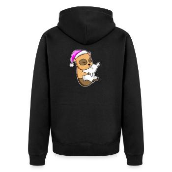 Meerschwein Müde Ausschlafen Schlafen Mädchen - Unisex Premium Bio Zip Hoodie - Schwarz - Hinten - Nico (187cm)