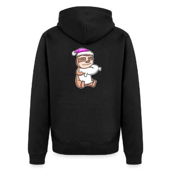 Faultier Müde Ausschlafen Schlafen Mädchen - Unisex Premium Bio Zip Hoodie - Schwarz - Hinten - Nico (187cm)
