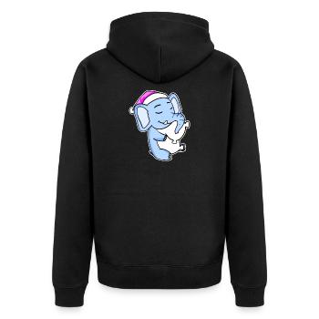 Elefant Müde Ausschlafen Schlafen Mädchen - Unisex Premium Bio Zip Hoodie - Schwarz - Hinten - Nico (187cm)