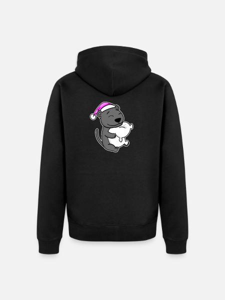 Tired Sleeping In Sleeping Pink - Unisex Premium Organic Zip Hoodie - black