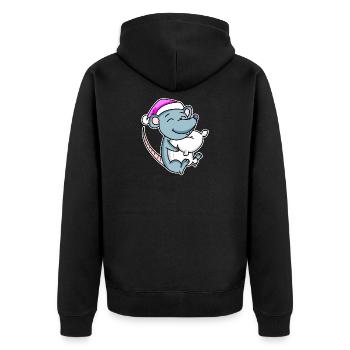 Maus Müde Ausschlafen Schlafen Mädchen - Unisex Premium Bio Zip Hoodie - Schwarz - Hinten - Nico (187cm)