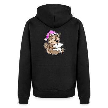 Eichhörnchen Müde Ausschlafen Schlafen Mädchen - Unisex Premium Bio Zip Hoodie - Schwarz - Hinten - Nico (187cm)