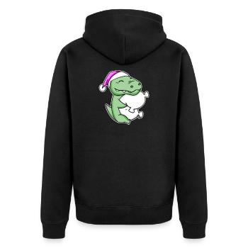 Krokodil Müde Ausschlafen Schlafen Mädchen - Unisex Premium Bio Zip Hoodie - Schwarz - Hinten - Nico (187cm)