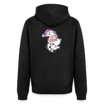Kuh Müde Ausschlafen Schlafen Mädchen - Unisex Premium Bio Zip Hoodie - Schwarz - Hinten - Nico (187cm)